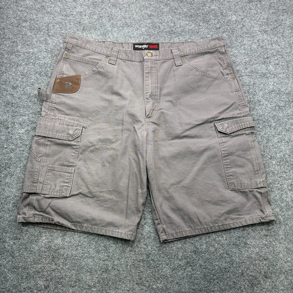 Wrangler Riggs Workwear Cargo Shorts Mens 40 Gray 10in Ripstop Durable Workwear